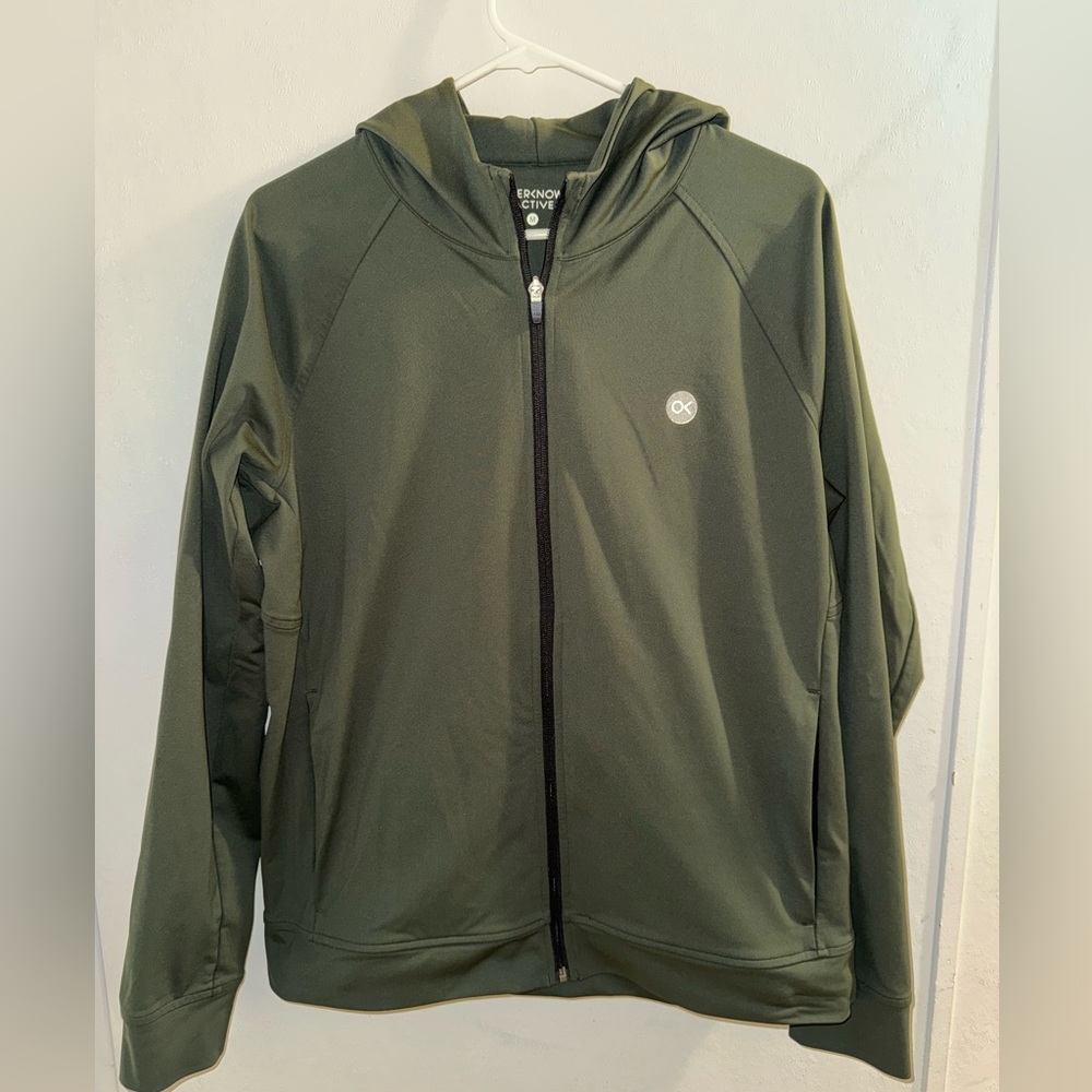 Outerknown Active Full Zip Hoodie Jacket Size M Olive Green Recycled Polyester